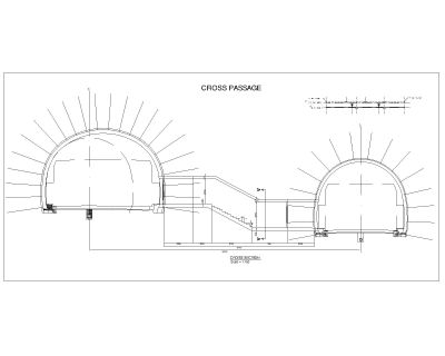 Free AutoCAD 2D Editable Drawings for Tunnel CROSS PASSAGE