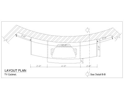 TV Cabinet Design with detailed Plan. CAD block in DWG format free download.