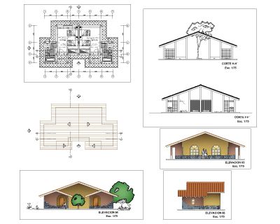 Two-Bedrooms-Residence Design Set. CAD block in DWG format free download.