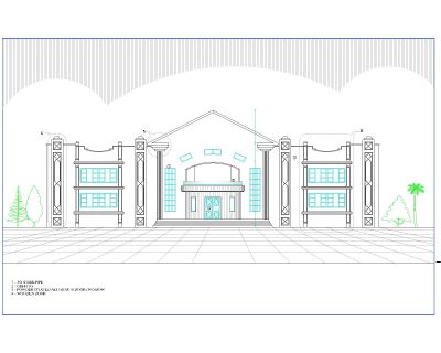 Commercial Building Elevation fpr super market. CAD block in DWG format free download.