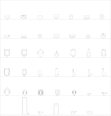 Urinals and sinks CAD collection dwg