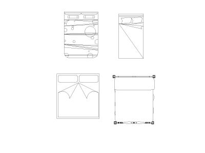 Free AutoCAD 2D Editable Drawings for US Bed Design Top View (Plan with accurate sizes)-22