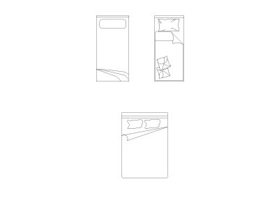 Free AutoCAD 2D Editable Drawings for US Bed Design Top View (Plan with accurate sizes)-30