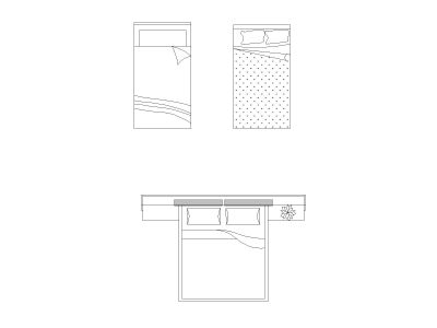 Free AutoCAD 2D Editable Drawings for US Bed Design Top View (Plan with accurate sizes)-32