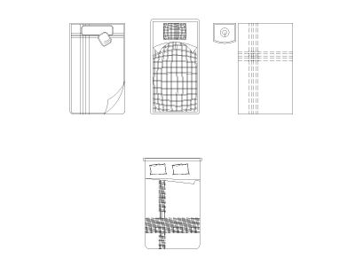 Free AutoCAD 2D Editable Drawings for US Bed Design Top View (Plan with accurate sizes)-38