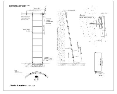 Vario Ladder Steel Steps Details Architectural Drawing-1. CAD block in DWG format free download.