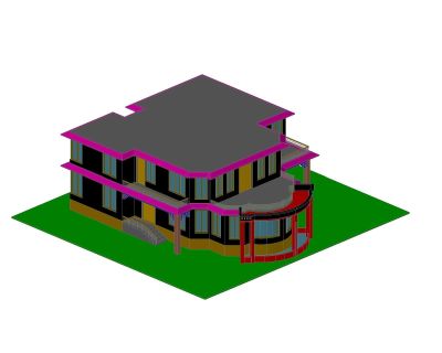 Free AutoCAD Editable Drawings for 3D view of Villa Rendering-07