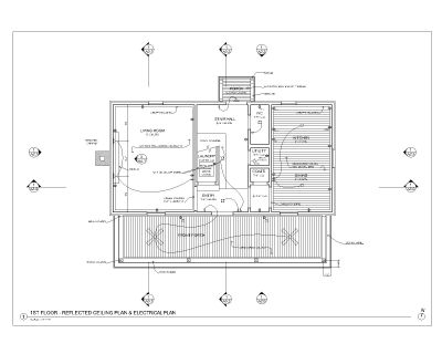 Virginia's Farm House Design 1st Floor Reflected Ceiling Plan Drawing. CAD block in DWG format free download.