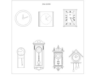 Free AutoCAD 2D Editable Drawings for Wall Clocks different options - 1
