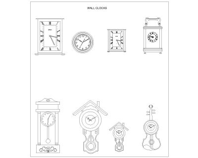 Free AutoCAD 2D Editable Drawings for Wall Clocks different options - 2