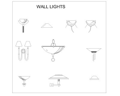 Wall Mounted Lights Detailed Architectural Drawing-1 . CAD block in DWG format free download.