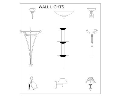 Wall Mounted Lights Detailed Architectural Drawing-2 . CAD block in DWG format free download.