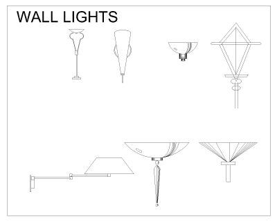 Wall Mounted Lights Detailed Architectural Drawing-3 . CAD block in DWG format free download.