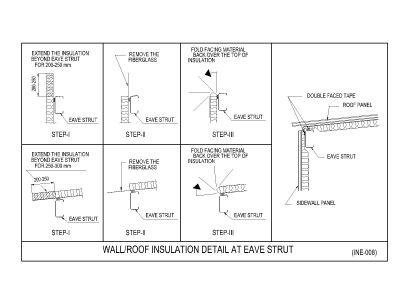 Free AutoCAD 2D Editable Drawings for Wall & Roof Insulation Details at Eave Struture