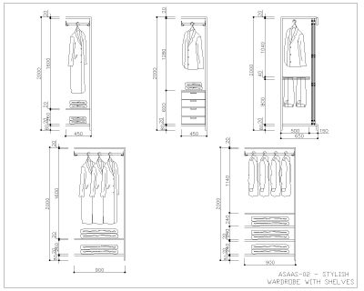 Wardrobe Design with front view Architectural Drawing-2. CAD block in DWG format free download.