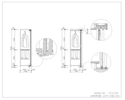 Wardrobe Design with front view Architectural Drawing-6. CAD block in DWG format free download.