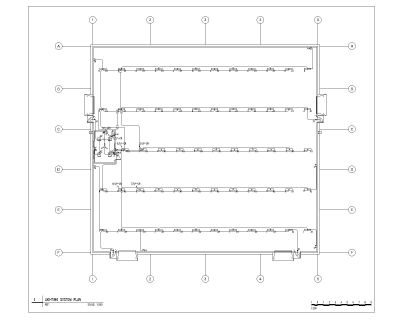 WARE HOUSE LIGHTING SYSTEM PLAN - Architectural Drawing. CAD block in DWG format free download.