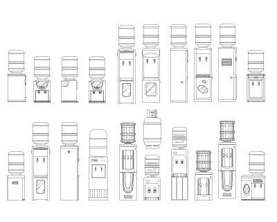 Water Coolers & Dispensers-Model - Architectural Drawing. CAD block in DWG format free download.