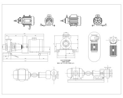 Free AutoCAD 2D Editable Drawings for Water pumps top & sides
