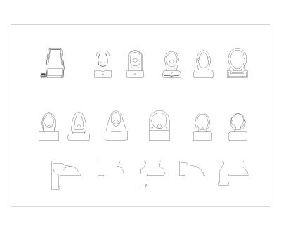 Free AutoCAD 2D Editable Drawings for WC with Large Number of Symbols-3
