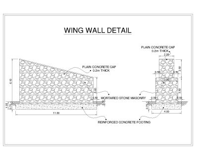Free AutoCAD Editable Drawing of WING WALL DETAILS