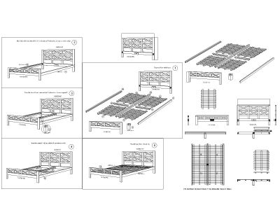 Free AutoCAD 2D Editable Drawings for Wooden Bed Manufactring Process