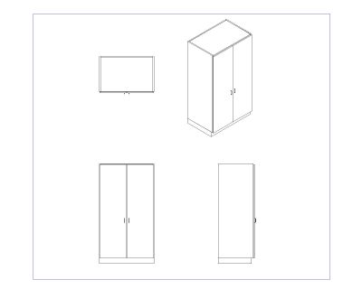 Free AutoCAD 2D & Isometric Drawing of Wooden Cabinet Design- (1)