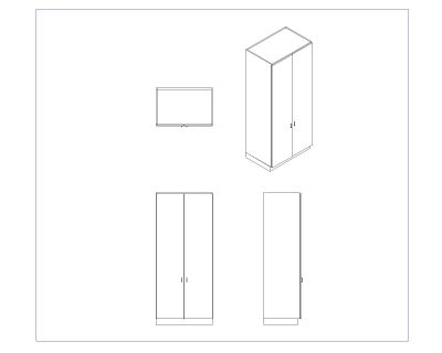 Free AutoCAD 2D & Isometric Drawing of Wooden Cabinet Design- (7)