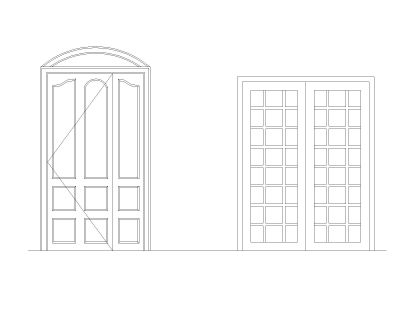 Free AutoCAD 2D Wooden Door with Glass Deatiled Design- (14)