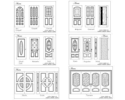 Free AutoCAD 2D Wooden Doors Modren Design Drawings