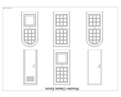Free AutoCAD 2D Editable Drawings for Wooden Doors with details - 5