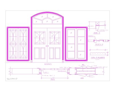 Free AutoCAD 2D Editable Drawings for Wooden doors with Glass Details - 2