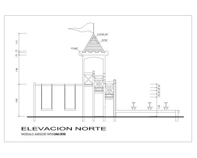 Free AutoCAD 2D Editable Drawings of Wooden Riders for Children Plyground Elevation_ 3