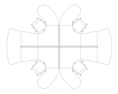 Free AutoCAD 2D Editable Drawings for Workstation for 4 people