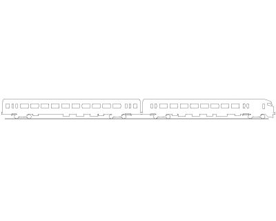 Double-Unit Train Elevation-Model Architectural Drawing. CAD block in DWG format free download.