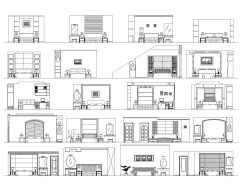 Bedroom Internal Elevation Architectural Drawing. CAD block in DWG format free download.