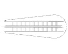 Curved Double Escalator Top View Architectural Drawing. CAD block in DWG format free download.