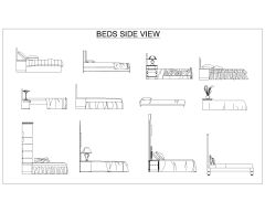 Free AutoCAD 2D Editable Drawings for Wooden Beds Side Views with Drawers, Shelves & Side Tables-3