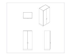 Free AutoCAD 2D & Isometric Drawing of Wooden Cabinet Design- (14)