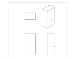 Free AutoCAD 2D & Isometric Drawing of Wooden Cabinet Design- (3)