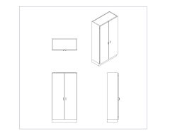 Free AutoCAD 2D & Isometric Drawing of Wooden Cabinet Design- (9)