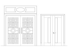 Free AutoCAD 2D Wooden Door with Glass Deatiled Design- (11)