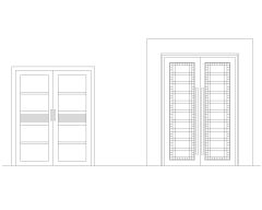 Free AutoCAD 2D Wooden Door with Glass Deatiled Design- (12)