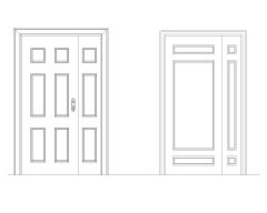 Free AutoCAD 2D Wooden Door with Glass Deatiled Design- (13)
