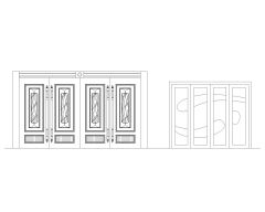 Free AutoCAD 2D Wooden Door with Glass Deatiled Design- (19)