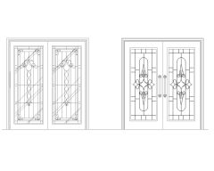 Free AutoCAD 2D Drawing for Wooden Door with Glass Deatiled Dwgs (8)