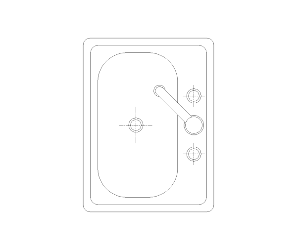 Kitchen Sink Single Bowl CAD Block. Free DWG AutoCAD Imperial drawing available to download
