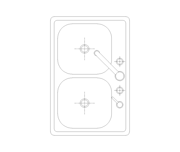 Kitchen Sink Double Bowl CAD Block. Free DWG AutoCAD Imperial drawing available to download