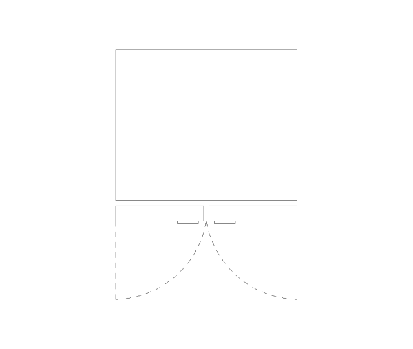 French Door Refrigerator 33in CAD Block. Free DWG AutoCAD Imperial drawing available to download