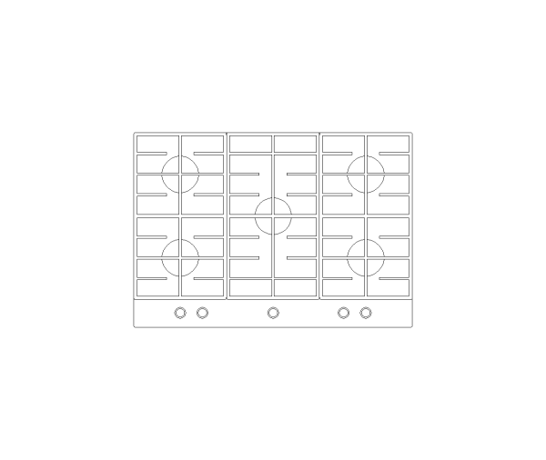 Drop-In Gas Cooktop CAD Block. Free DWG AutoCAD Imperial drawing available to download